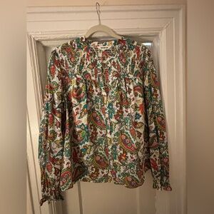 Boden Multicolor Smocked Paisley Blouse—us 16, xl